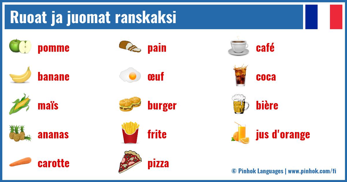 Ruoat ja juomat ranskaksi