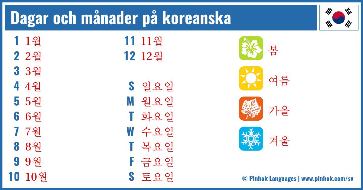 Dagar och månader på koreanska